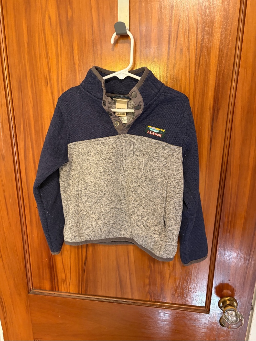 L.L. Bean Kids' Navy and Gray Pullover Fleece Jacket